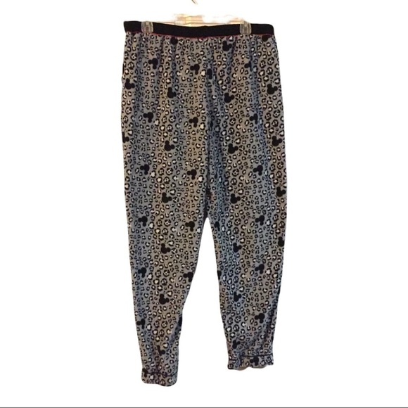 MICKEY Mouse snow leopard lounge/jogger red drawstring pant Gray/blk/wht red XL - Picture 3 of 10